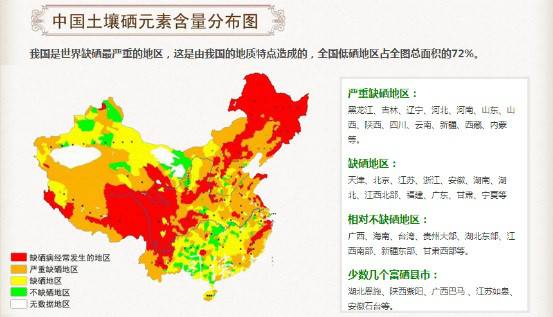 我國既有缺硒地區(qū)又有富硒地區(qū)